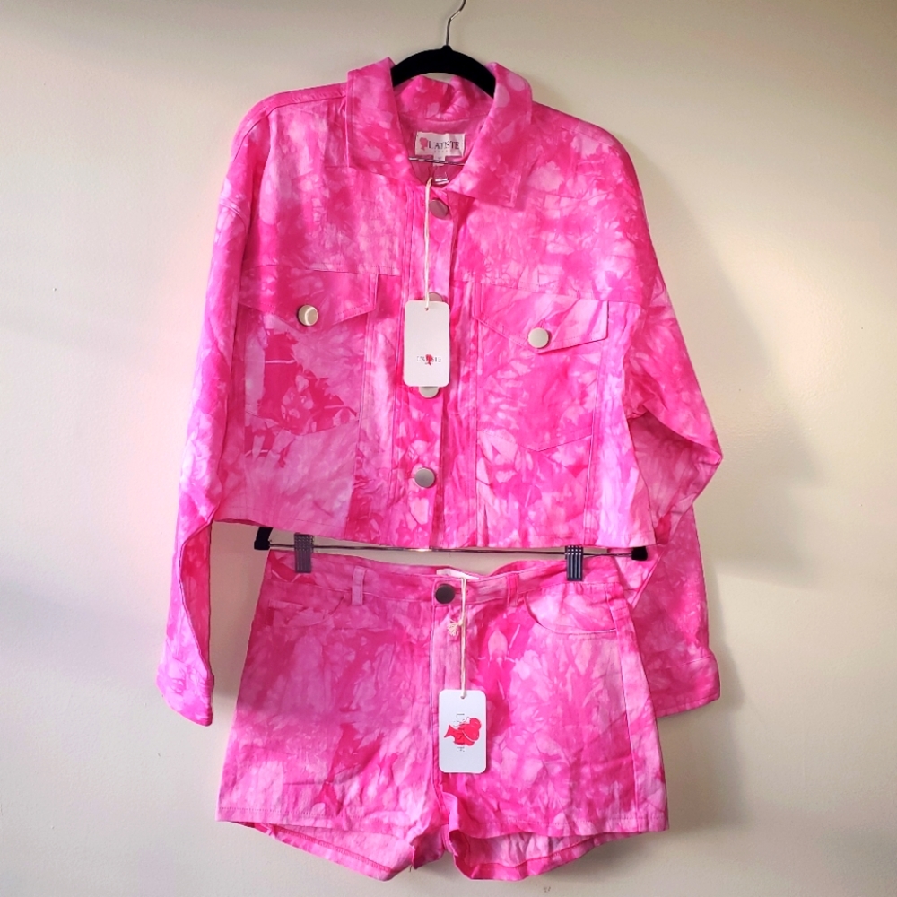 Latiste Pink Tye Dye Short Set